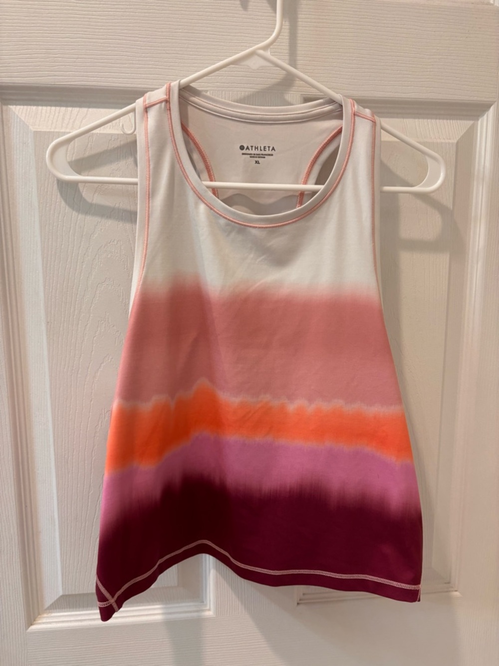 Athleta Ombre Cropped Tie-Dye Racerbackâ Tank in White, Pink & Orange